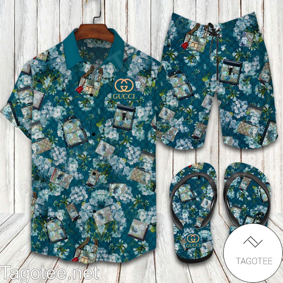Gucci 2022 Accessory Combo Hawaiian Shirt, Beach Shorts And Flip Flop
