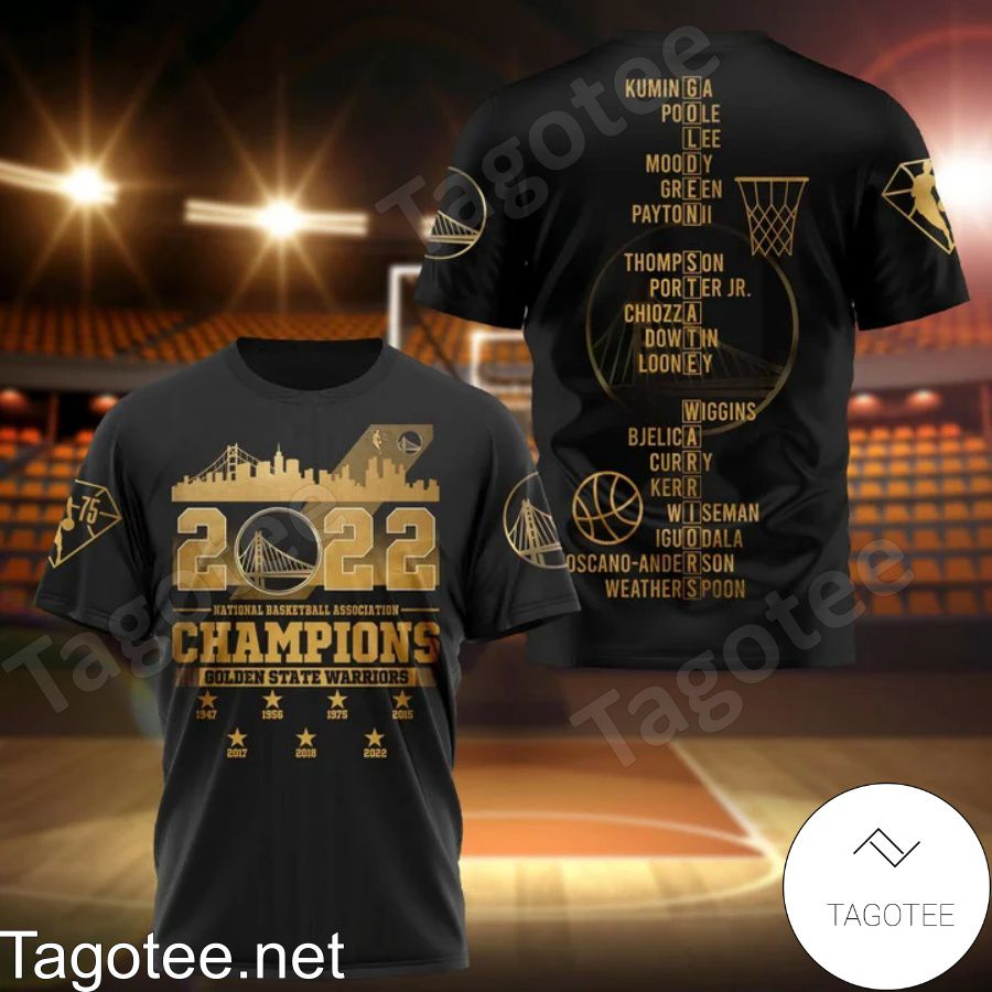 2022 National Basketball Association Champions Golden State Warriors Black And Gold 3D Shirt, Hoodie, Sweatshirt