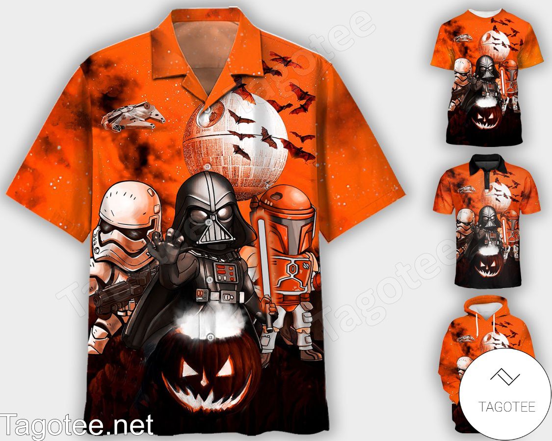 Darth Vader Boba Fett Stormtrooper Halloween Orange Polo Shirt
