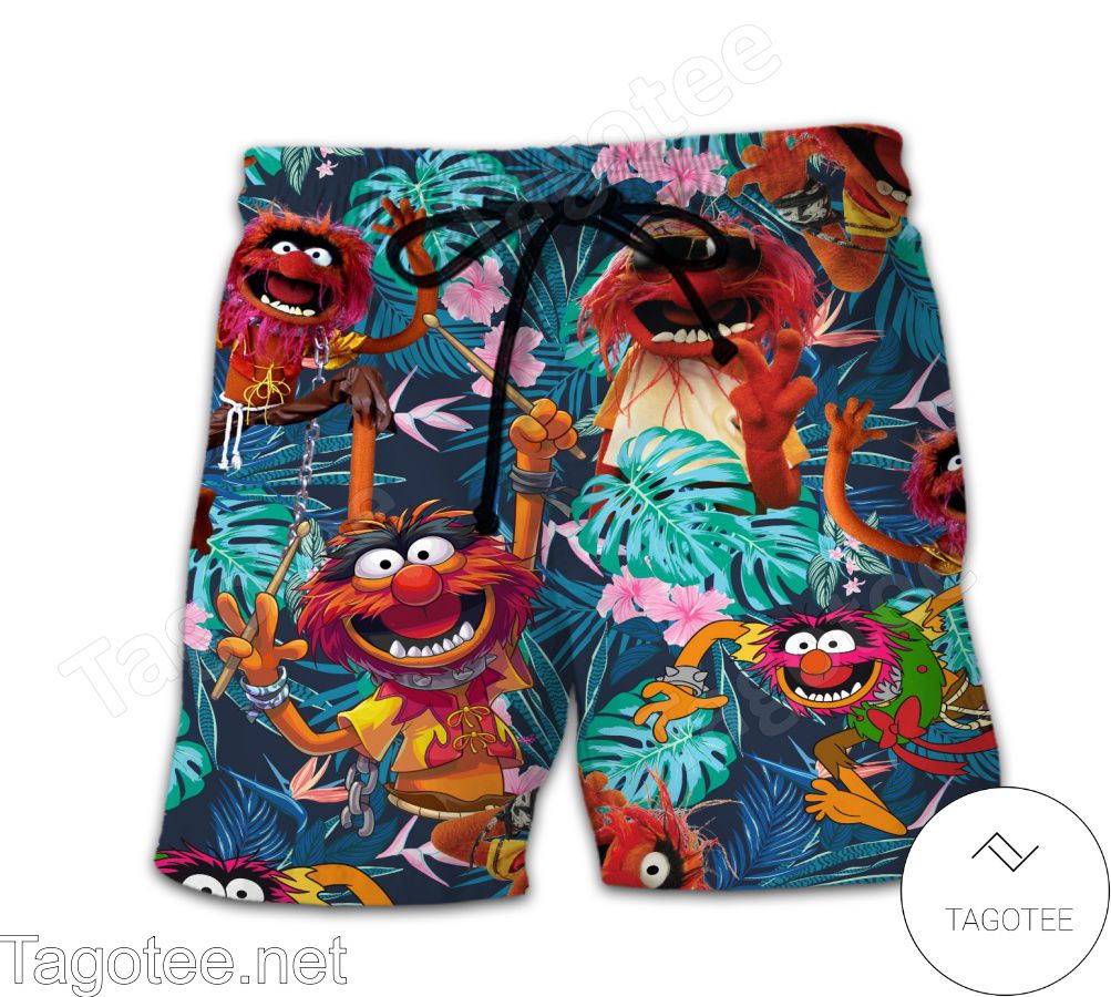 Animal Muppet Tropical Flower Leaves Beach Shorts