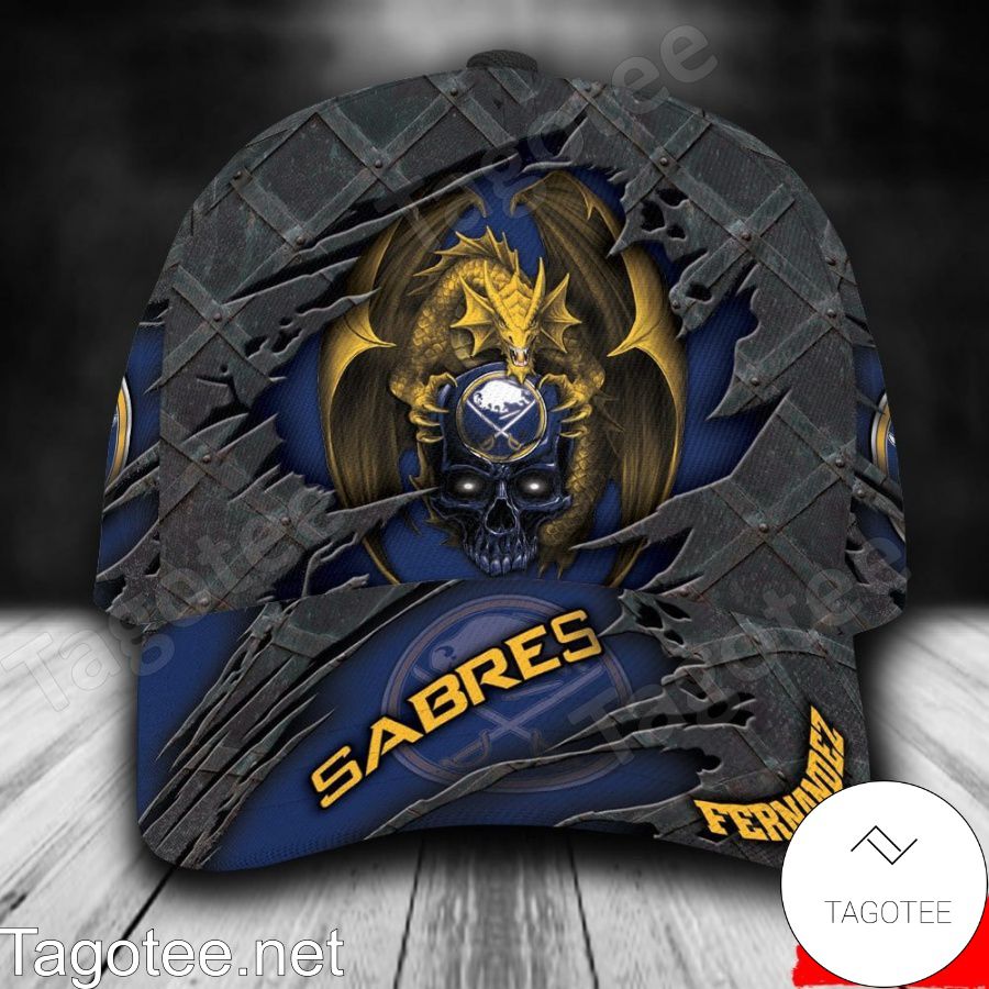 Buffalo Sabres Dragon Crack 3D NHL Custom Name Personalized Cap